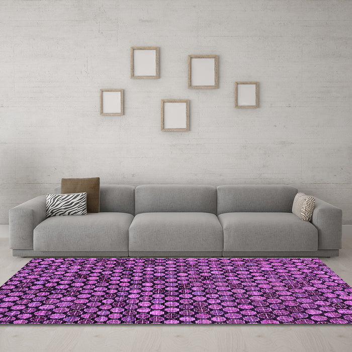 Machine Washable Abstract Purple Modern Area Rugs in a Living Room, wshabs4470pur