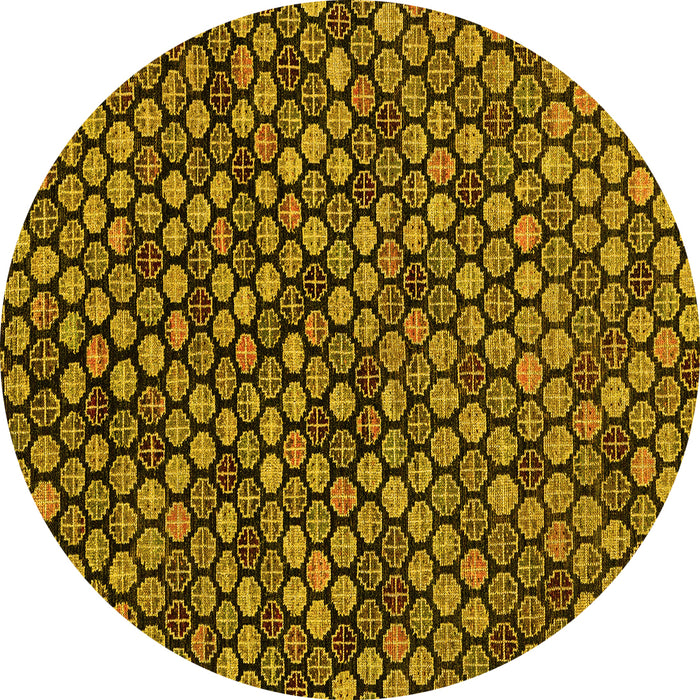 Round Abstract Yellow Modern Rug, abs4470yw