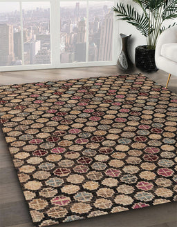 Abstract Red Modern Rug in Family Room, abs4471