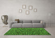 Machine Washable Abstract Green Modern Area Rugs in a Living Room,, wshabs4471grn