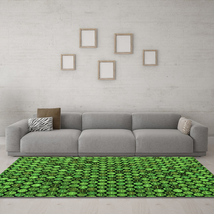 Machine Washable Abstract Green Modern Area Rugs in a Living Room,, wshabs4471grn