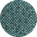 Round Abstract Light Blue Modern Rug, abs4471lblu