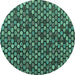 Round Abstract Turquoise Modern Rug, abs4471turq