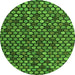 Round Machine Washable Abstract Green Modern Area Rugs, wshabs4471grn