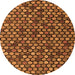 Round Machine Washable Abstract Orange Modern Area Rugs, wshabs4471org