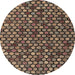 Round Machine Washable Abstract Night Red Rug, wshabs4471