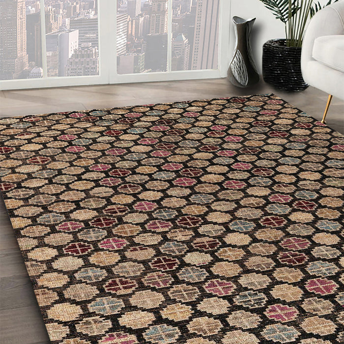 Abstract Red Modern Rug in Family Room, abs4471