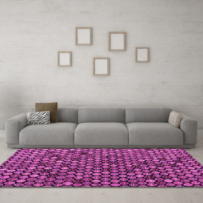 Machine Washable Abstract Pink Modern Rug in a Living Room, wshabs4471pnk