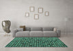 Machine Washable Abstract Turquoise Modern Area Rugs in a Living Room,, wshabs4471turq