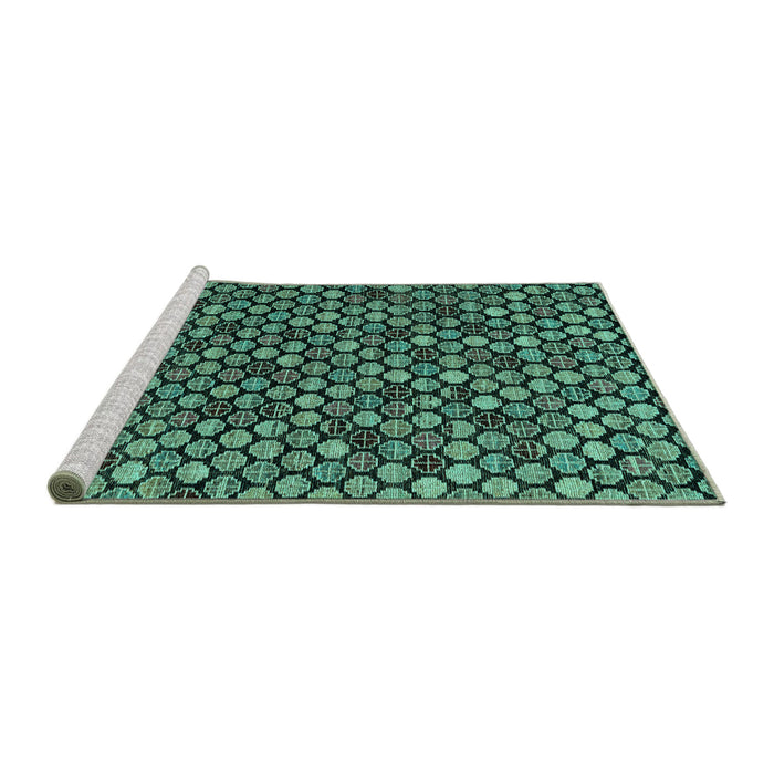 Sideview of Machine Washable Abstract Turquoise Modern Area Rugs, wshabs4471turq