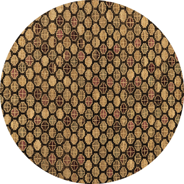 Round Abstract Brown Modern Rug, abs4471brn