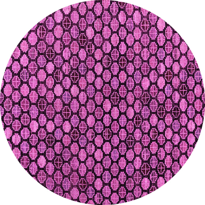Round Machine Washable Abstract Pink Modern Rug, wshabs4471pnk
