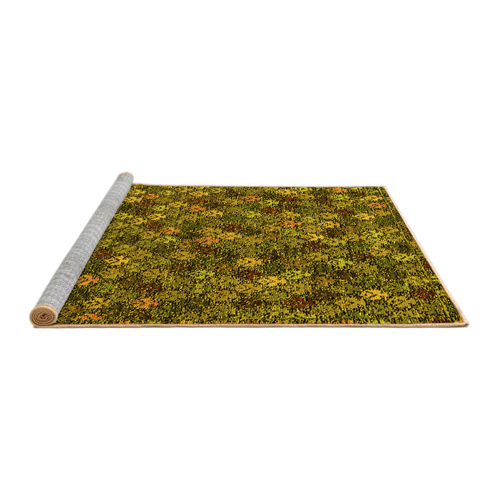 Sideview of Machine Washable Abstract Yellow Modern Rug, wshabs4472yw
