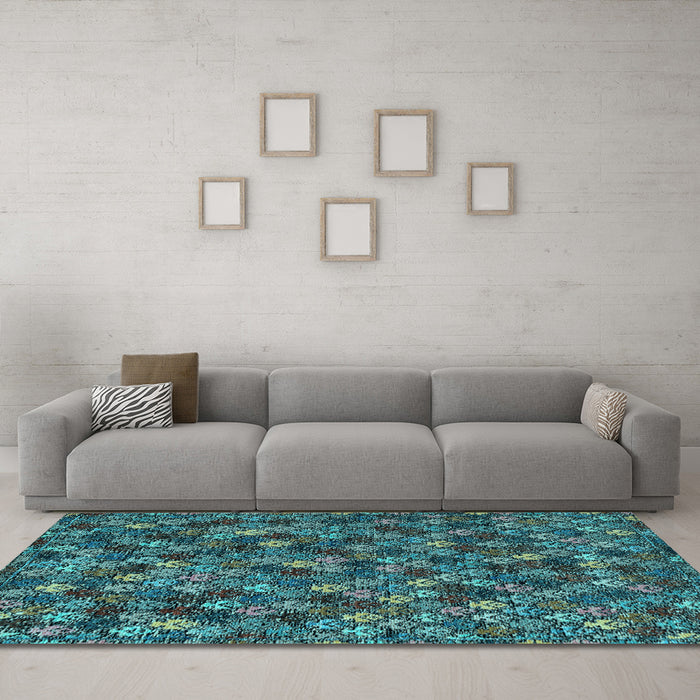 Machine Washable Abstract Light Blue Modern Rug in a Living Room, wshabs4472lblu