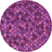 Round Machine Washable Abstract Pink Modern Rug, wshabs4472pnk