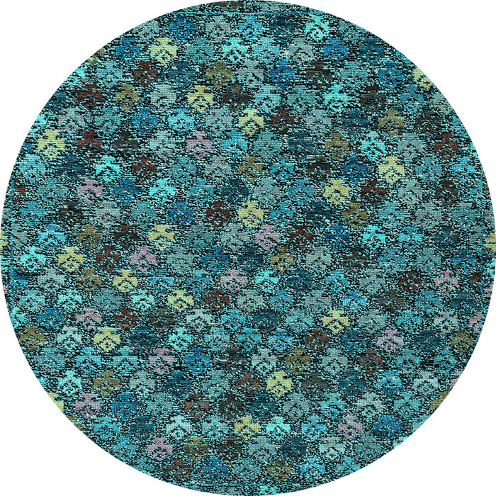 Round Abstract Light Blue Modern Rug, abs4472lblu