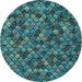 Round Abstract Light Blue Modern Rug, abs4472lblu