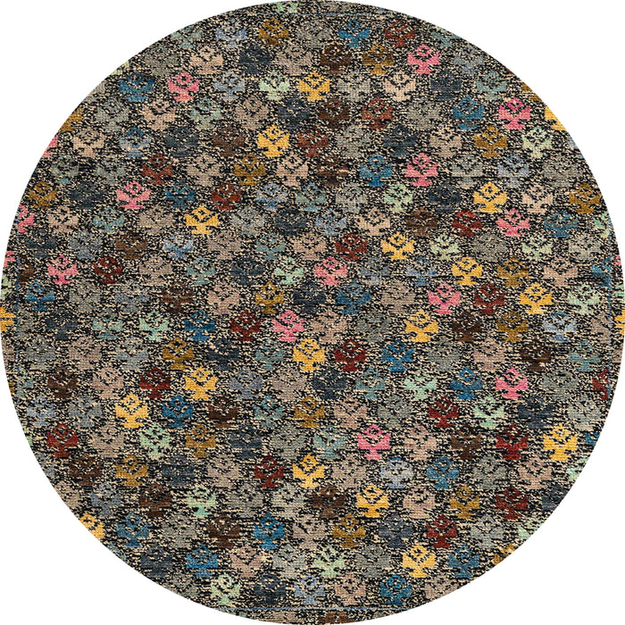 Round Machine Washable Abstract Brown Rug, wshabs4472