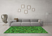 Machine Washable Abstract Green Modern Area Rugs in a Living Room,, wshabs4472grn