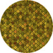 Round Machine Washable Abstract Yellow Modern Rug, wshabs4472yw