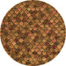 Round Machine Washable Abstract Orange Modern Area Rugs, wshabs4472org