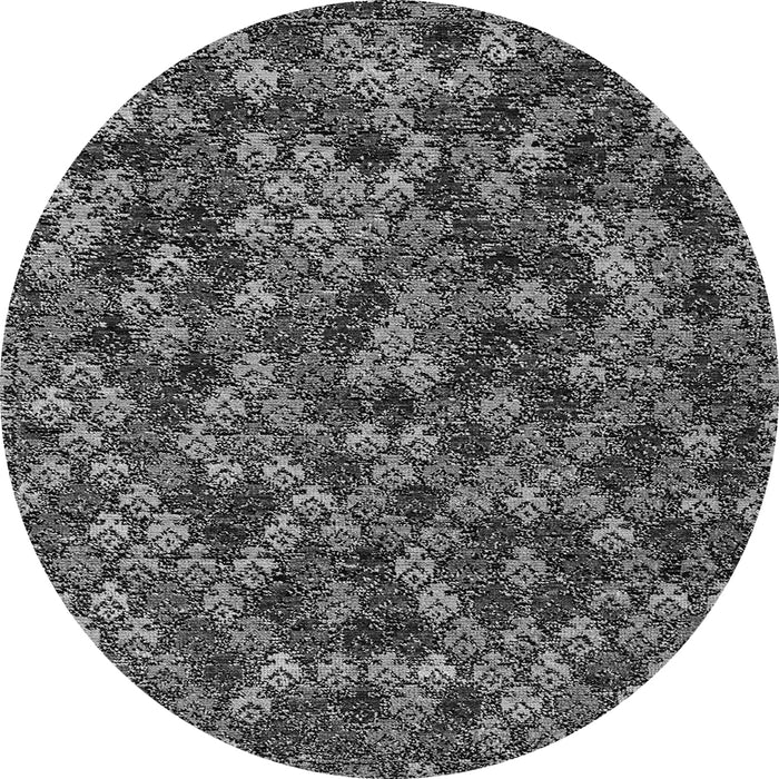 Round Machine Washable Abstract Gray Modern Rug, wshabs4472gry