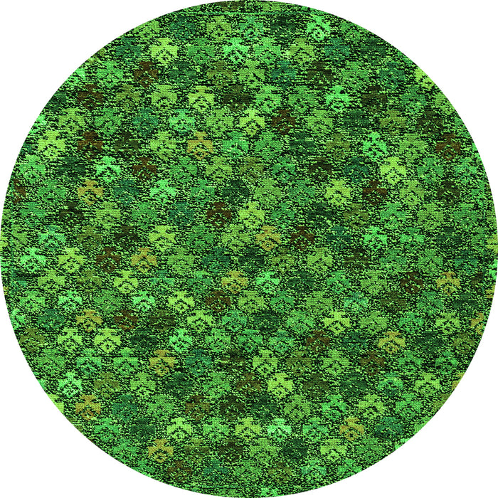 Round Abstract Green Modern Rug, abs4472grn
