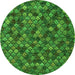 Round Abstract Green Modern Rug, abs4472grn