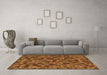 Machine Washable Abstract Orange Modern Area Rugs in a Living Room, wshabs4472org