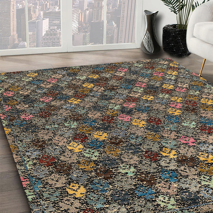Abstract Brown Modern Rug in Family Room, abs4472