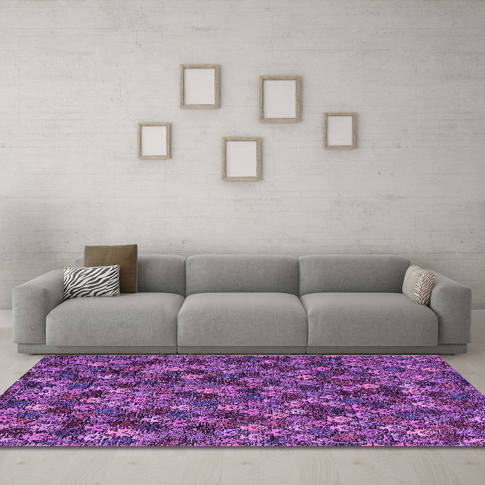 Machine Washable Abstract Purple Modern Area Rugs in a Living Room, wshabs4472pur