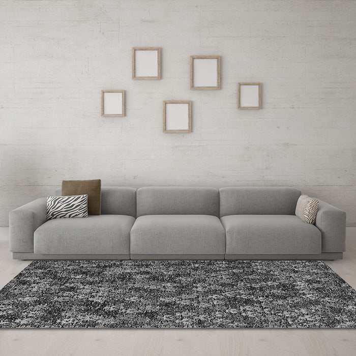 Machine Washable Abstract Gray Modern Rug in a Living Room,, wshabs4472gry