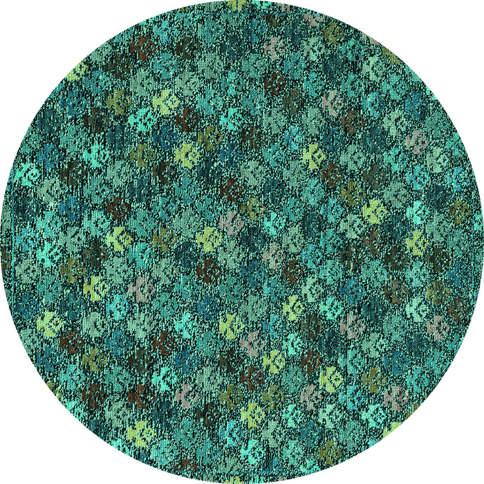 Round Abstract Turquoise Modern Rug, abs4472turq