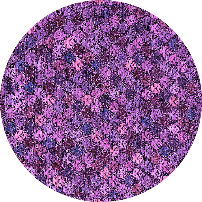 Round Machine Washable Abstract Purple Modern Area Rugs, wshabs4472pur