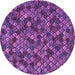 Round Machine Washable Abstract Purple Modern Area Rugs, wshabs4472pur