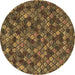 Round Machine Washable Abstract Brown Modern Rug, wshabs4472brn