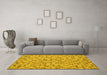 Machine Washable Abstract Yellow Modern Rug in a Living Room, wshabs4473yw