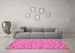 Machine Washable Abstract Pink Modern Rug in a Living Room, wshabs4473pnk