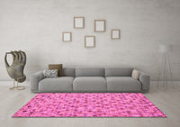 Machine Washable Abstract Pink Modern Rug, wshabs4473pnk