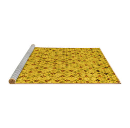 Sideview of Machine Washable Abstract Yellow Modern Rug, wshabs4473yw