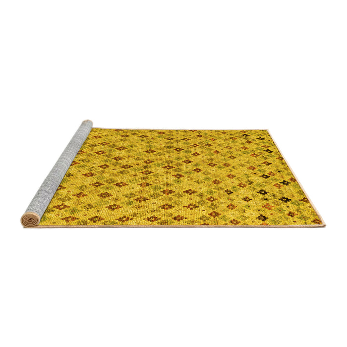Sideview of Machine Washable Abstract Yellow Modern Rug, wshabs4473yw
