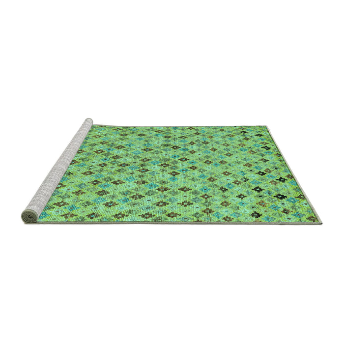 Sideview of Machine Washable Abstract Turquoise Modern Area Rugs, wshabs4473turq