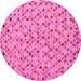 Round Machine Washable Abstract Pink Modern Rug, wshabs4473pnk