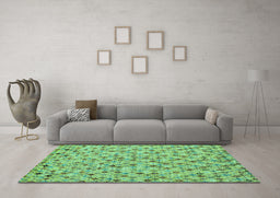 Machine Washable Abstract Turquoise Modern Area Rugs in a Living Room,, wshabs4473turq