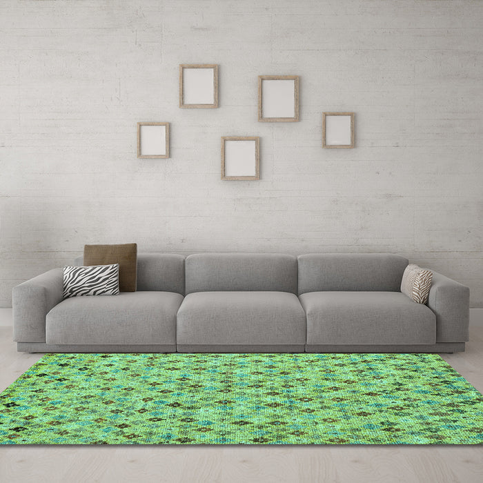 Machine Washable Abstract Turquoise Modern Area Rugs in a Living Room,, wshabs4473turq
