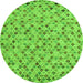 Round Machine Washable Abstract Green Modern Area Rugs, wshabs4473grn