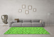 Machine Washable Abstract Green Modern Area Rugs in a Living Room,, wshabs4473grn