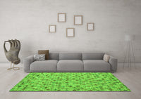 Machine Washable Abstract Green Modern Rug, wshabs4473grn