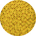 Round Machine Washable Abstract Yellow Modern Rug, wshabs4473yw