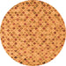 Round Machine Washable Abstract Orange Modern Area Rugs, wshabs4473org